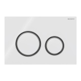 Cutout image of Geberit Sigma50 Round White Glass / Black Chrome Dual Flush Plate
